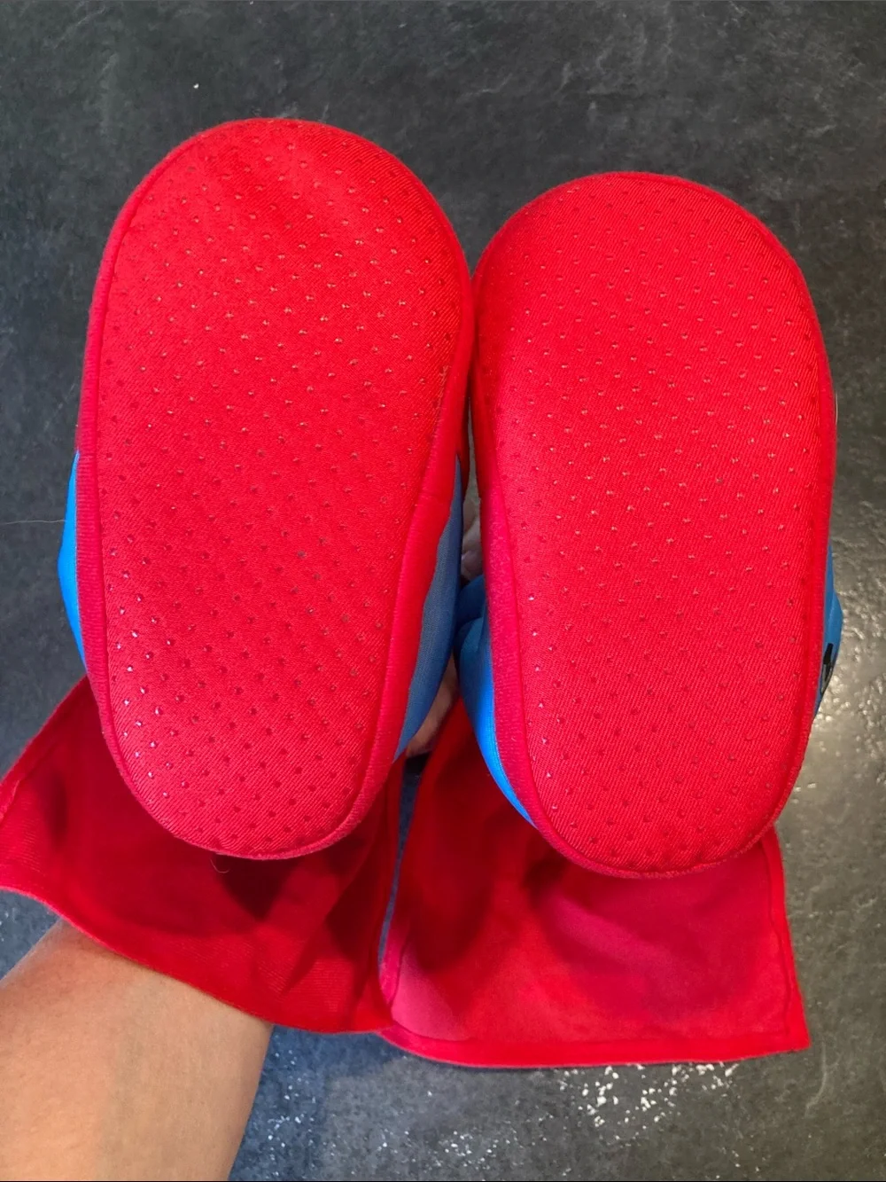 Boys Superman blue red house shoes cape boots size 7-8